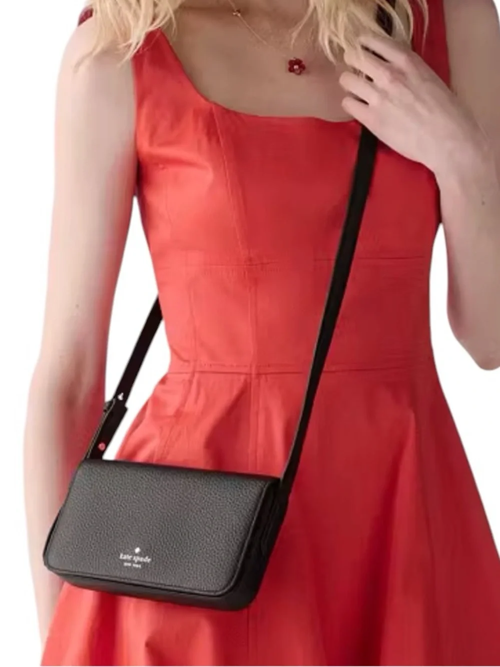 Kate Spade Juliette Mini Pebbled Leather Crossbody Bag Black w/dust bag  NWT